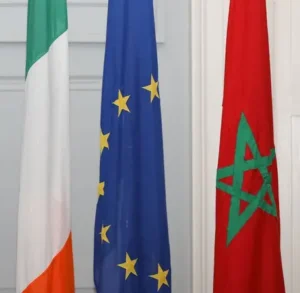 Morocco flag and Ireland Flag