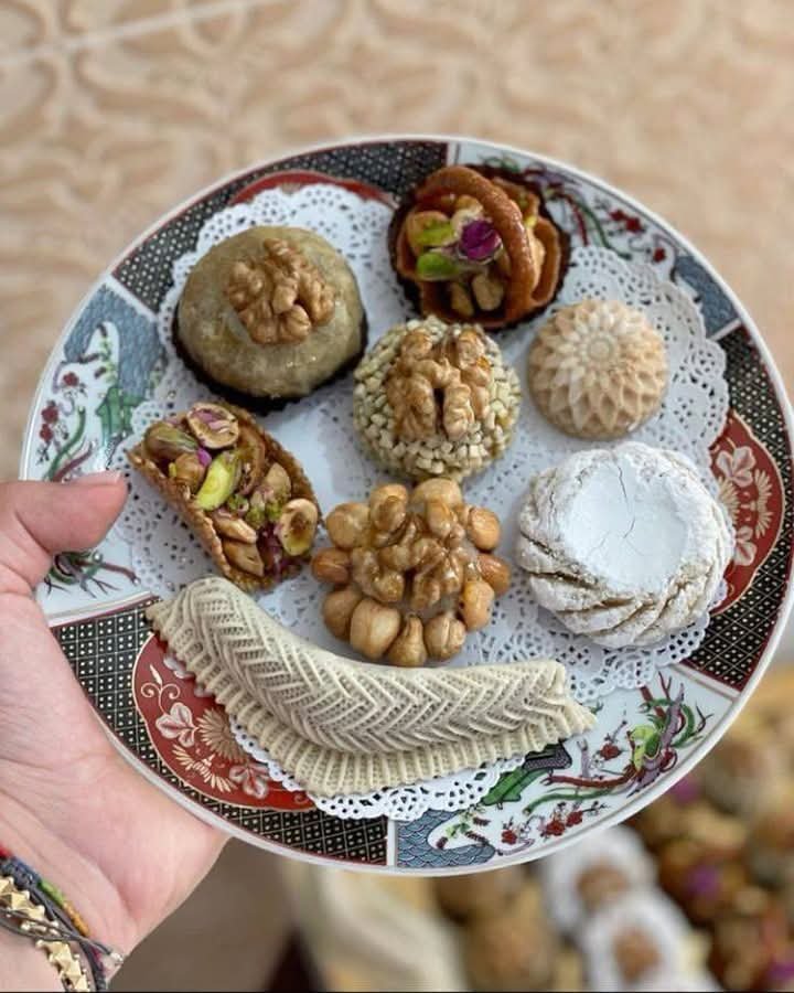 A delightful assortment of Moroccan gateaux, showcasing intricate designs and rich flavors.
