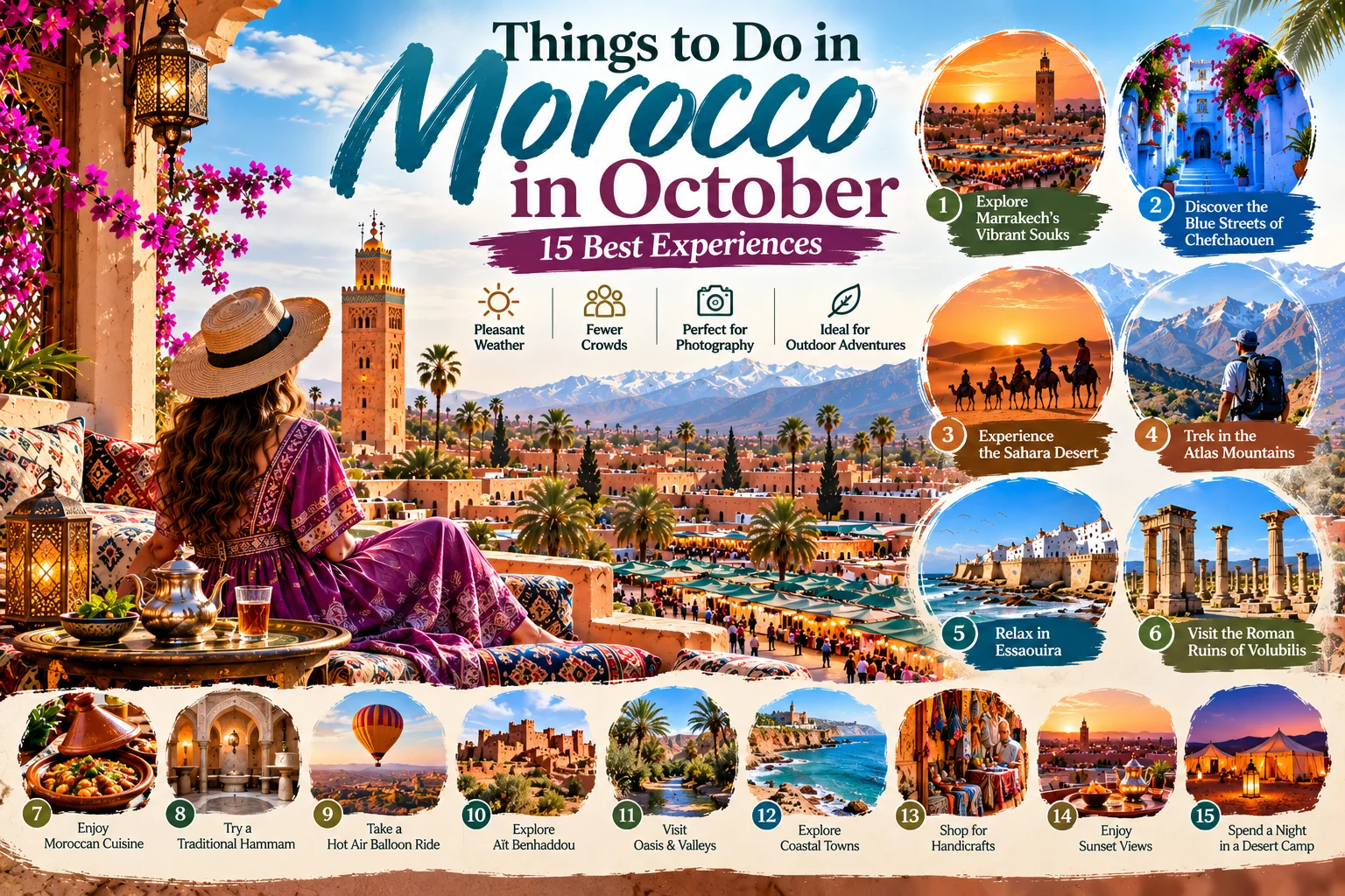 Things to do in Morocco in October, including Marrakech, Atlas Mountains and Sahara Desert