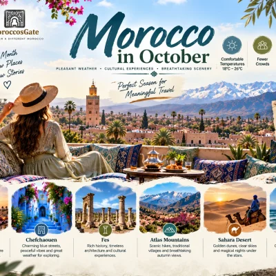Morocco in October with Marrakech Atlas Mountains and Sahara Desert