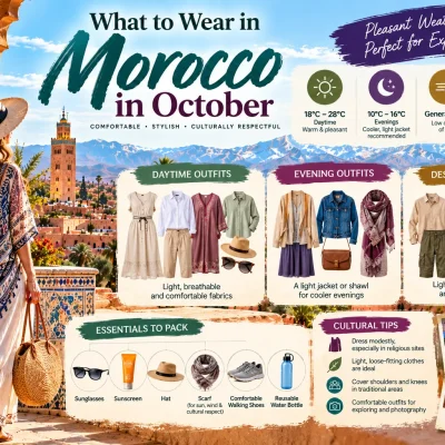 Clothing and travel essentials for Morocco in October