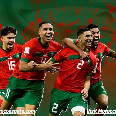The Morocco Football Team celebrating a historic win